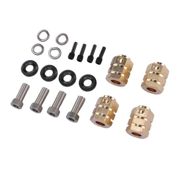 YAHHU 15mm Brass RC Car Wheel Hex Hub Extension Drive Adapter Set for 1/10 TRX4, 4 Pcs (0.59 inches / 15 mm)