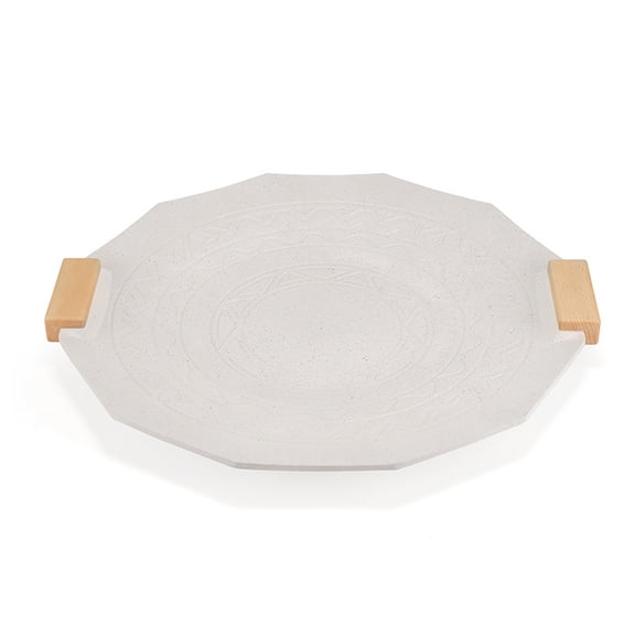 YAHHU 16.14 Inches / 41 CM Outdoors Grilling Pan 5MM Thicken Coating Stone Handled Multiple Fire Source Compatibility White
