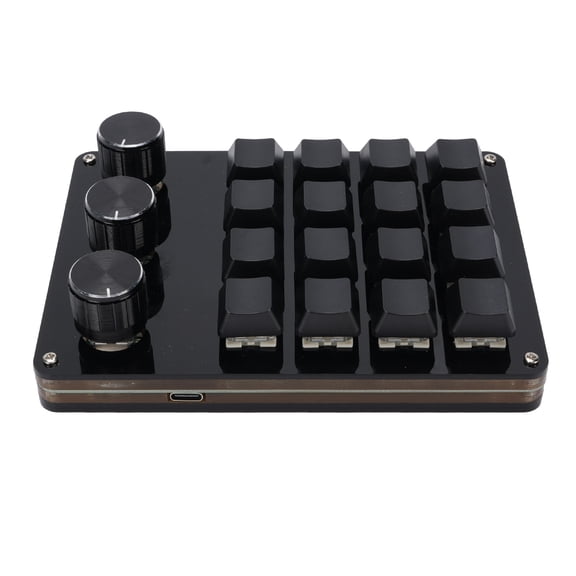 YAHHU 16 Key 3 Knob Custom Macro Programmable Keypad Hot Swappable Blue Switch Mechanical Keyboard for Game Office, 5.5 x 4.1 inches / 14 x 10.5 cm