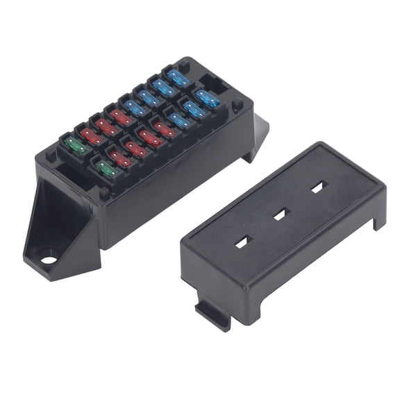 YAHHU 16 Way Automotive Fuse Box Mini High Temp Resistant Blade Fuse Block Set for Car Bus Boat