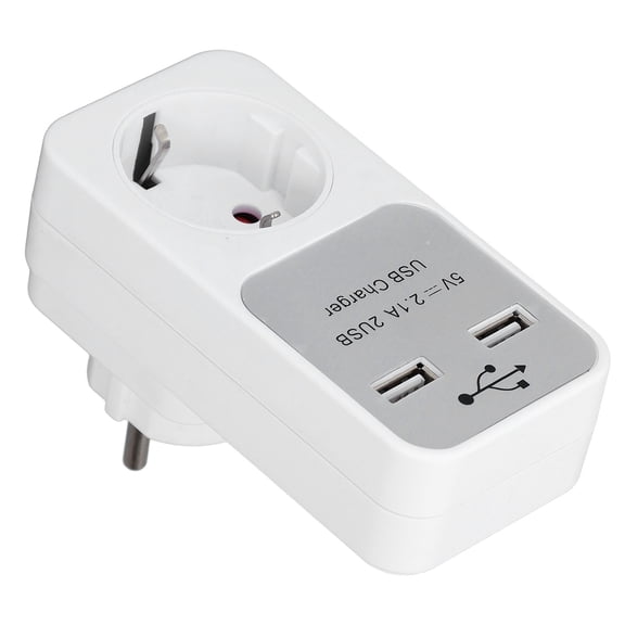 YAHHU 16A 3680W Electric Outlet Adapter for EU 220V with 2 USB Ports Power Converter (12 inches / 30.5 cm)