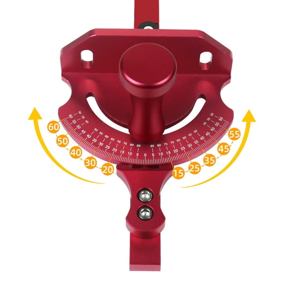 YAHHU 17.7 in / 45 cm Universal Table Saw Miter Gauge Aluminum Angle Push Ruler Quick Positioning 27 Stops Red[cite: 1]