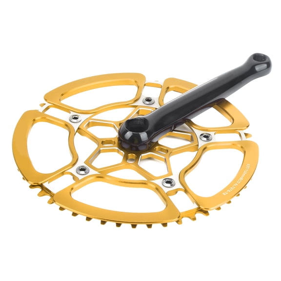 YAHHU 170mm Bike Crankset Aluminium Alloy 53T Single Speed Crank Arm Chainwheel Accessory BCD130mm / 5.1 in, Golden, 11.81 inches / 30.00 cm Bicycle Parts Replacement