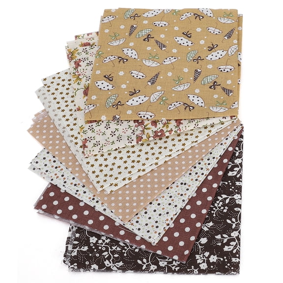 YAHHU 18-Piece DIY Face Cloth Cover Sewing Kit, Cotton Floral Patchwork Assortment with Elastic Rope & Nose Bridges, Brown, 9.8 inches / 25 cm