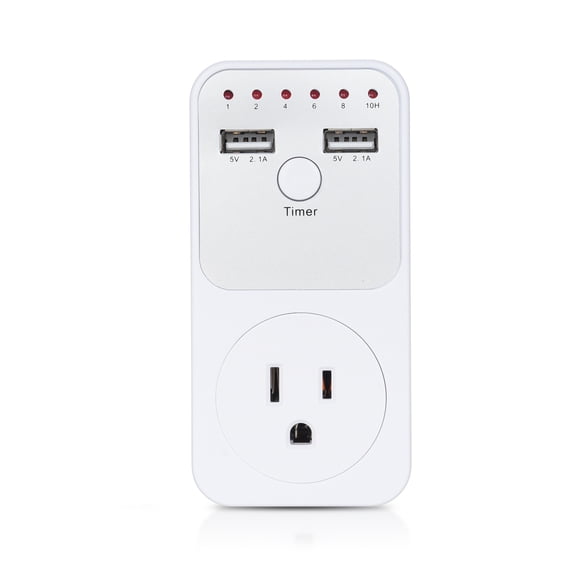 YAHHU 1800W Intelligent Programmable Countdown Timer Socket Outlet with Surge Protector and Dual USB Charger Ports 5V 2.1A (4.25 x 2.08 x 2.71 inches / 10.8 x 5.3 x 6.9 cm)