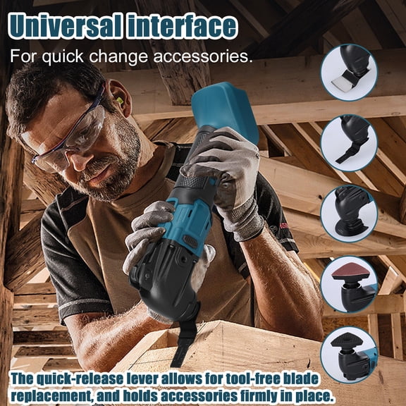 YAHHU 18V Cordless Brushless Oscillating Multi-Tool Kit with 22 Accessories, Variable Speed Trimmer & Scraper for Wood and Metal, Bare Tool (Battery Not Included), 12.2 in / 31 cm (24 Pieces)