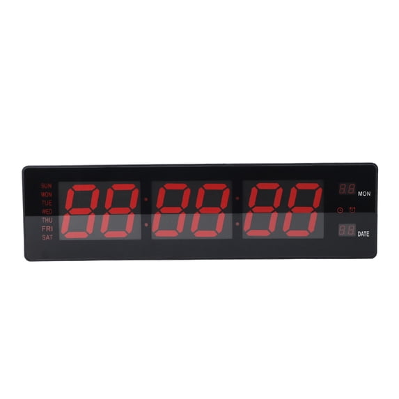 YAHHU 19.3 Inch Large LED Digital Wall Clock, Red Display with 3 Alarms ...