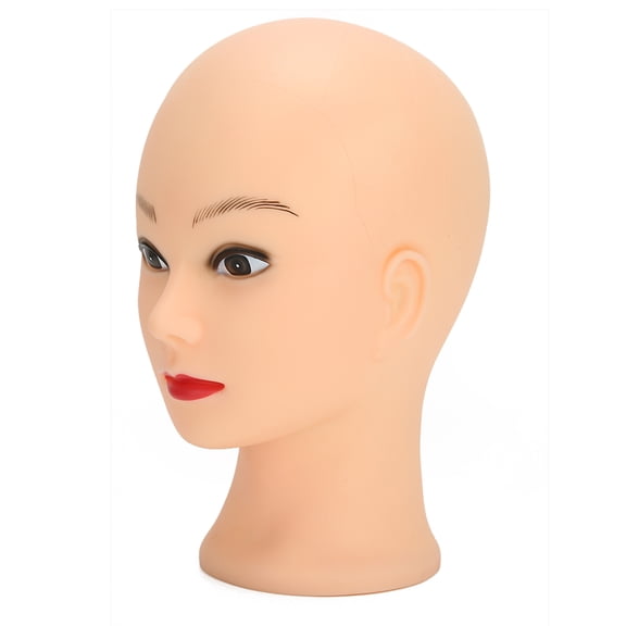 YAHHU 19.3 Inches / 49 cm Bald Mannequin Head with Makeup, Durable PVC Wig Display Stand Hat Holder for Cosmetology Styling Practice, Retail Accessory Presentation