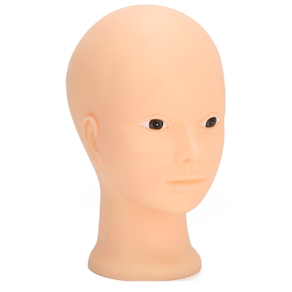 YAHHU 19.3 Inches / 49 cm Bald Mannequin Head without Makeup, Durable PVC Wig Display Stand Hat Holder for Cosmetology Styling Practice, Retail Accessory Presentation