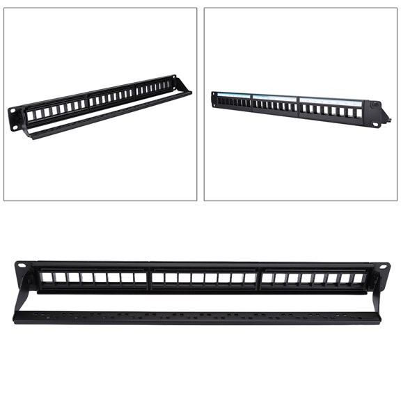 YAHHU 19 Inch 24 Port Mountable Data Patch Panel CAT6 Network Cable Rack for twisted-pair cables, Cold Rolled Steel Server Framework Kit, 19.02x2.91x1.77 Inches / 48.3x7.4x4.5 cm