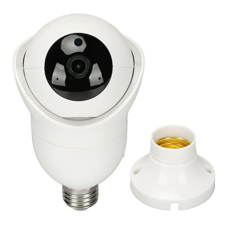 YAHHU 1MP WiFi Smart Security Camera 360 Degree Panoramic Wireless Indoor Surveillance System with Two-Way Audio Night Vision and E27 Lamp Holder Mount (7.48 inches / 19 cm)