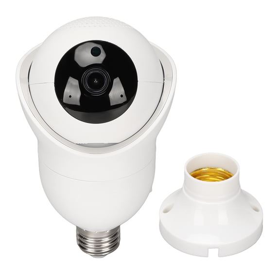 YAHHU 1MP WiFi Smart Security Camera 360 Degree Panoramic Wireless Indoor Surveillance System with Two-Way Audio Night Vision and E27 Lamp Holder Mount (7.48 inches / 19 cm)