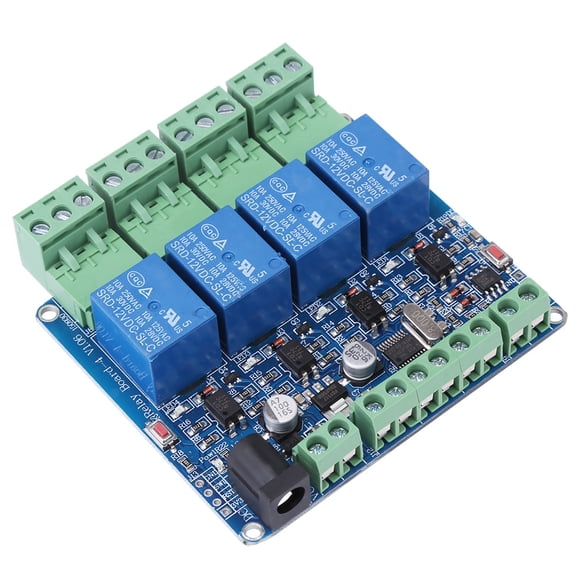 YAHHU 1pc 4 Channel Relay Module Board STM8S103F3 Microcontroller DC 12V with Optical Coupling Isolation, 3 x 3 x 0.7 inches / 7.8 x 7.7 x 1.8 cm