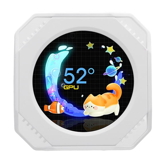 YAHHU 2.1 Inch / 5.3 cm Computer Secondary Screen DIY Dynamic Theme Water Cooler Screen USB RGB GPU CPU Temperature Display PC Case Secondary Screen Monitor Display White Panel