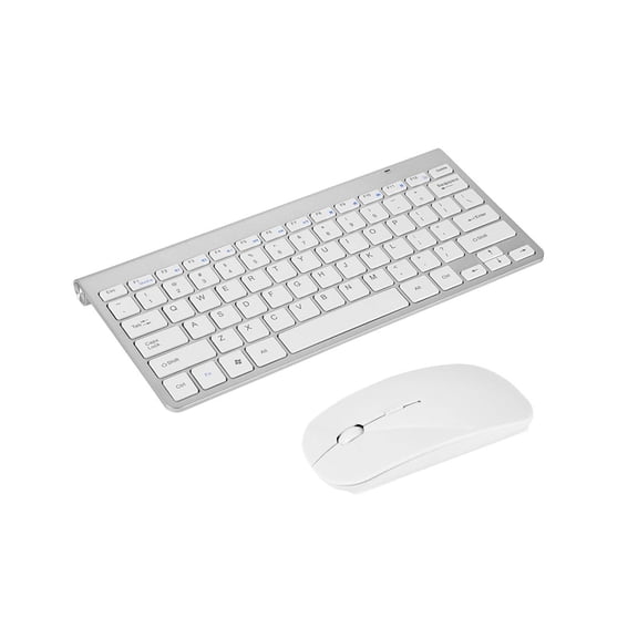 YAHHU 2.4GHz Wireless Keyboard and Mouse Combo, Slim Portable Desktop Kit, 78 Keys Scissor-Switch, Silver (15 inches / 38 cm)