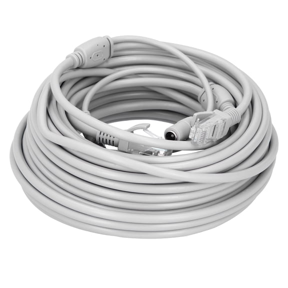 YAHHU 2-In-1 Ethernet Cable Networks Power Supply Cord for CCTV IP Camera NVR System, 15m / 49.2ft