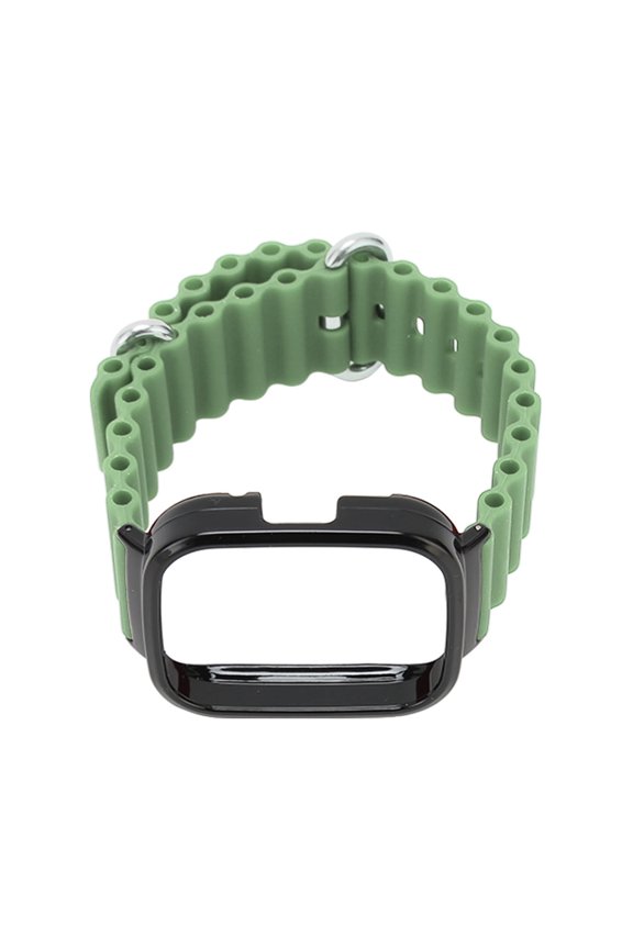2 In 1 Watch Strap Protective Case Silicone Adjustable Replacement Strap Case for Redmi Watch 3 Light Green