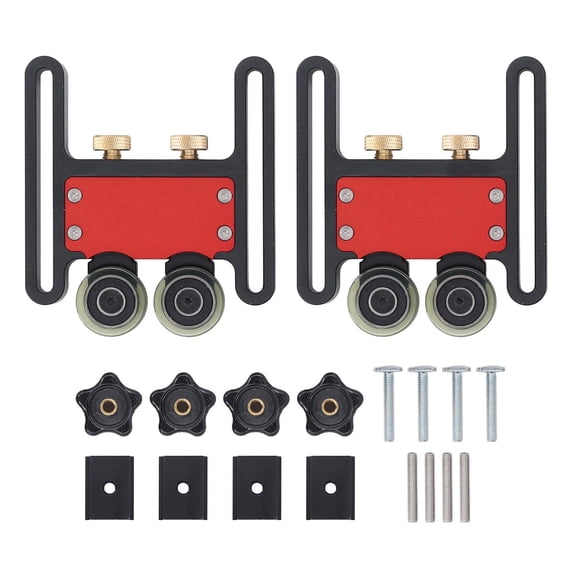 YAHHU 2Pack Aluminum Alloy Featherboard with 5mm Stroke, DualWheel Bearing Rollers, Adjustable Height  Ideal for Table & Band Saws