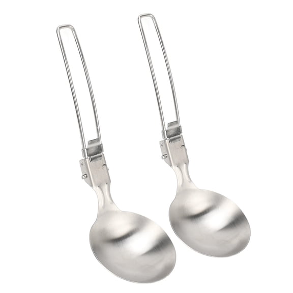 YAHHU 2Pack Folding 304 Stainless Steel Spoon HeatResistant, RustProof, Compact Outdoor Ladle for Camping, Hiking & Everyday Use