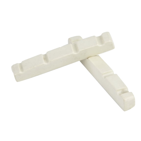 YAHHU 2 Pcs Quality Plastic 4 String Bass Guitar Nut Musical Instrument Replacement Parts, White (1.7 in / 44 mm)