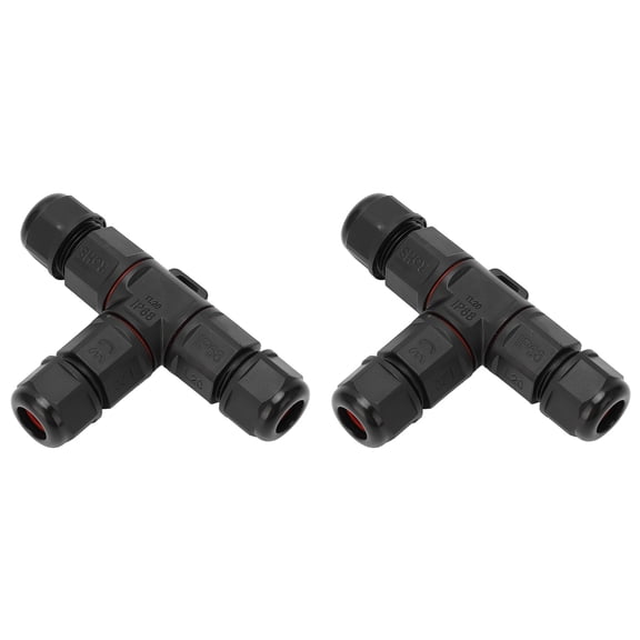 YAHHU 2 Pcs Tee Wire Connectors IP68 Waterproof 2 Pin 3 Pin T Shape Electrical Terminal Adapter for Lighting Aviation Construction Cable Extension 380V 25A