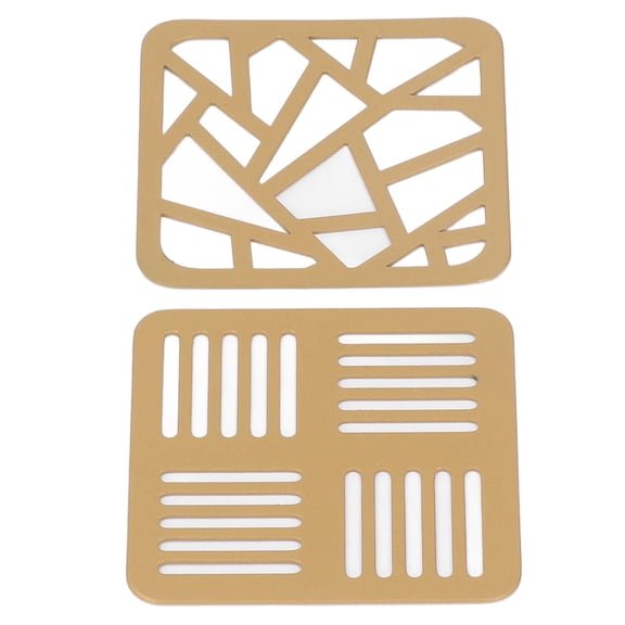 YAHHU 2-Piece Gold Iron Metal Square Coasters Heat Resistant Cup Mats for Dining Table Coffee Bar Decoration 3.1 Inches