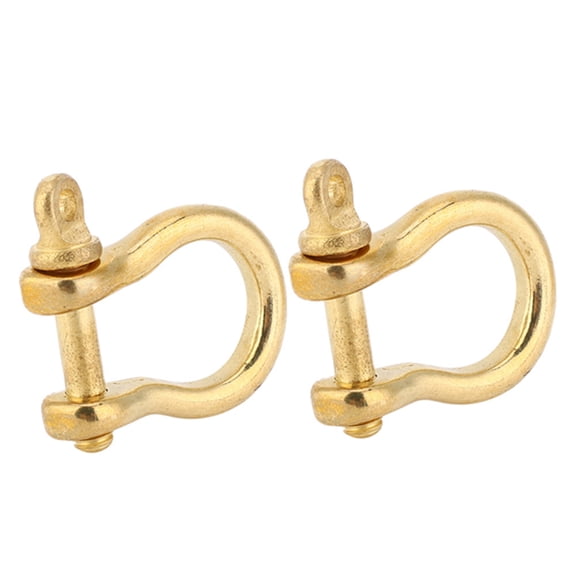 YAHHU 2-Set Pure Brass Anchor Shackle U-Type Fob Key Ring Hook Golden Connection Buckle (0.39 inches / 10 mm)