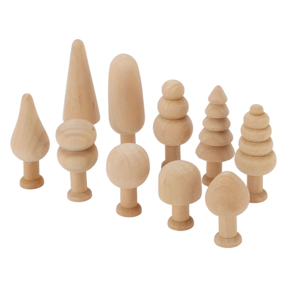 YAHHU 2 Set Unfinished Wooden Trees to Paint Mini Blank Peg Xmas Tree Crafts Home Holiday Toy Pendant Wood Decoration for DIY Artists 7.87 inches / 20 cm