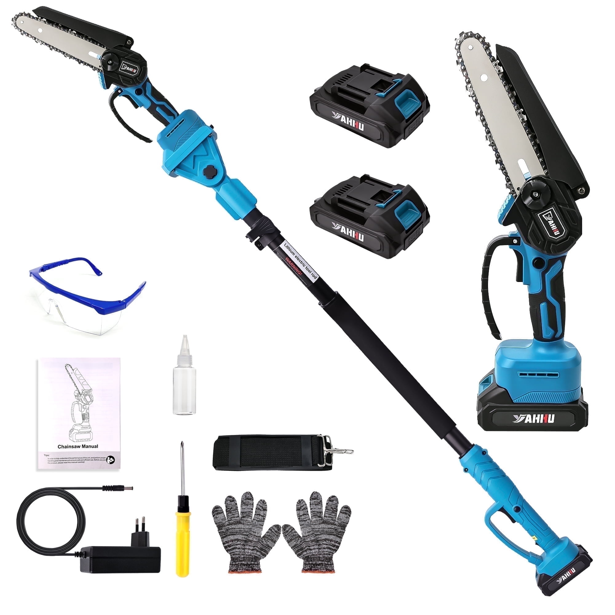 Walmart Deal of YAHHU 2-in-1 Cordless Pole Saw, 6-inch Pole Chainsaw Mini Handheld Chainsaw, 15 ft Extension Pole Saw for Effortless Tree Trimming