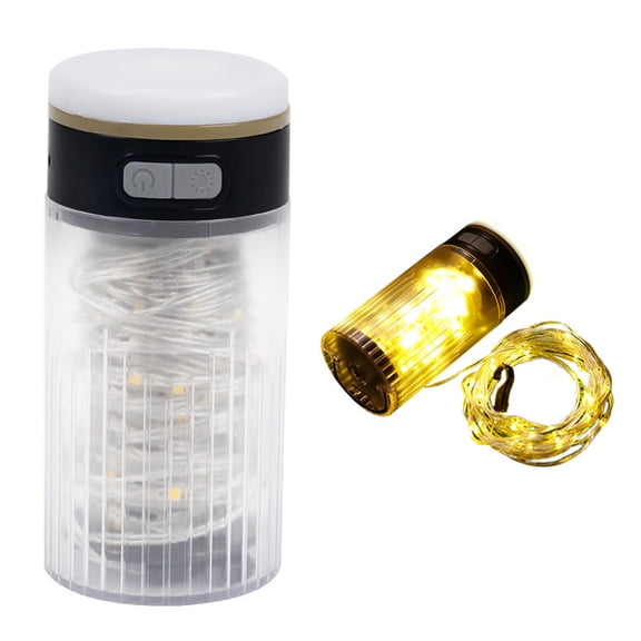YAHHU 2-in-1 LED Camping Lantern & 10m String Light, 6Mode Lighting, Waterproof, USB Power Bank, Portable Outdoor Lamp