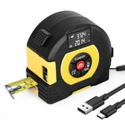 YAHHU 2 in 1 Digital Laser Tape Measure, 196ft/60m Laser Distance Meter with LCD, Area & Volume Measurement, Metric & Imperial Units