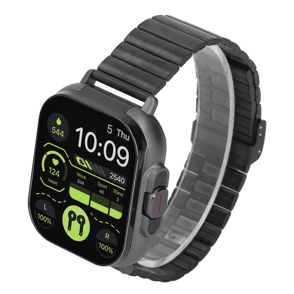 YAHHU 2 in 1 Smart Watch with Earbuds 2.01 Inch HD Touch Screen Bluetooth Call Fitness Tracker for IOS Android, Black Steel (2.01 inches / 5.1 cm)