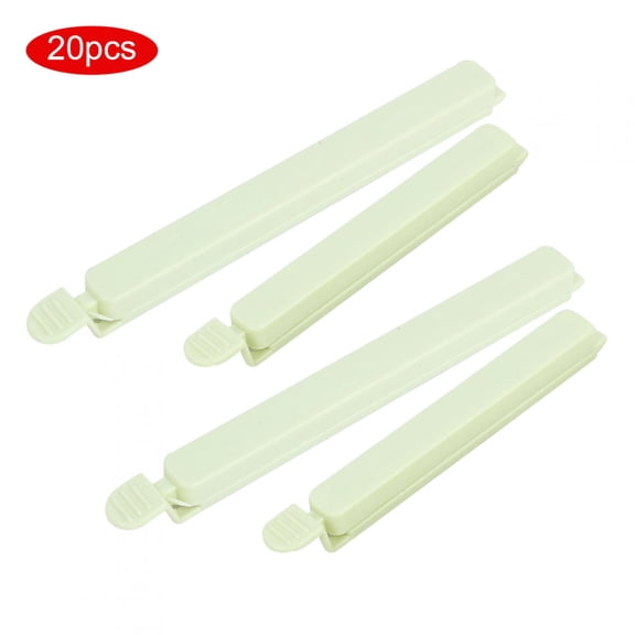 YAHHU 20 PCS Portable Food Snack Bag Sealing Clips Clamp for Home Kitchen Storage, 10 Large (6.1 inches / 15.5 cm) & 10 Small (4.7 inches / 12 cm) Reusable Plastic Bag Sealers, Green