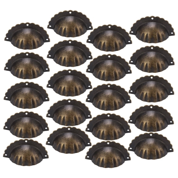 YAHHU 20 Pack Vintage Bronze Shell Shape Cabinet Pulls Iron Drawer Handles Hardware Furniture Bin Cup Pull 2.8x1.4 in / 71x35 mm
