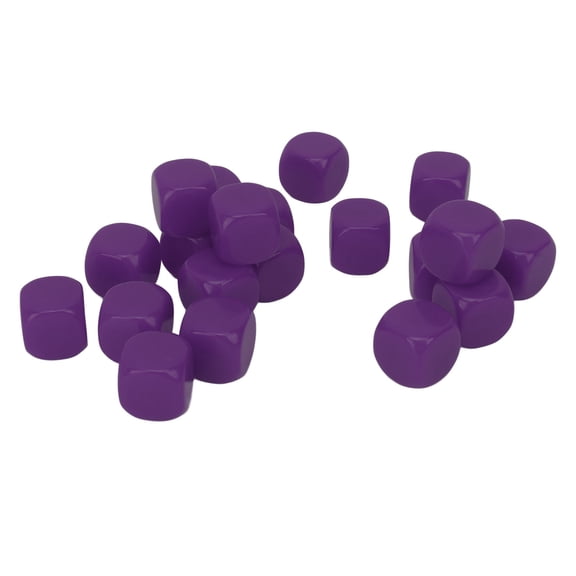 YAHHU 20 Pcs Purple 16mm Blank Plastic Dice Round Corner Teaching Toys for Board Games DIY