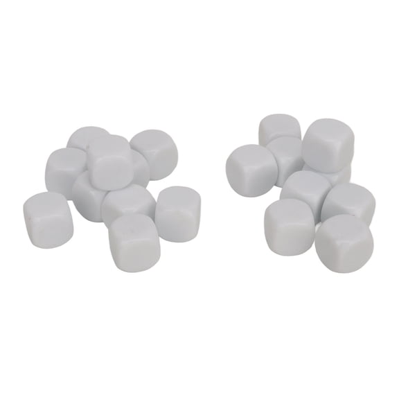YAHHU 20 Pcs White 16mm Blank Plastic Dice Round Corner Teaching Toys for Board Games DIY