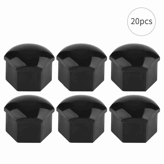 YAHHU 20-Piece 17mm Nut Car Wheel Auto Hub Screw Protection Anti-Theft Cover Cap Rustproof Dustproof Caps, 0.7 inches / 17.8 mm (Black)