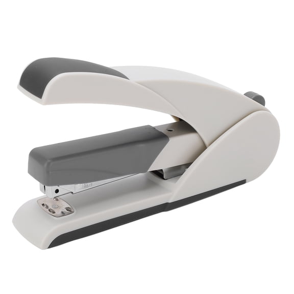 YAHHU 20 Sheet Capacity Labor Saving Mini Desk Stapler, Large Capacity 210-Pin Office Desktop Stapler with Needle Storage Bin, 7.08 inches / 18 cm Length, White/Grey Finish