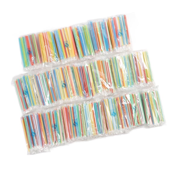 YAHHU 2000‑Pack Disposable Plastic Straws – 21 cm Straight, 0.6 cm Thin, Colorful & Transparent, Ideal for Milk Tea, Juice & Party Use