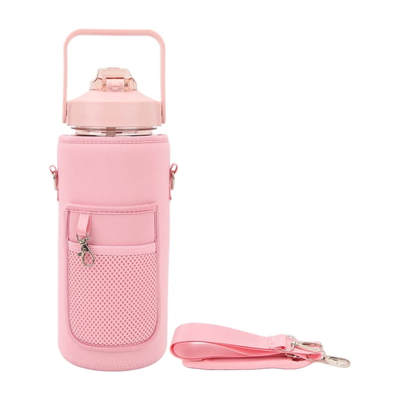 YAHHU 2000 ml Portable Outdoor Water Bottle with Strap & Cup Cover – Extra‑Large Capacity, Pink, Ideal for Sports & Travel