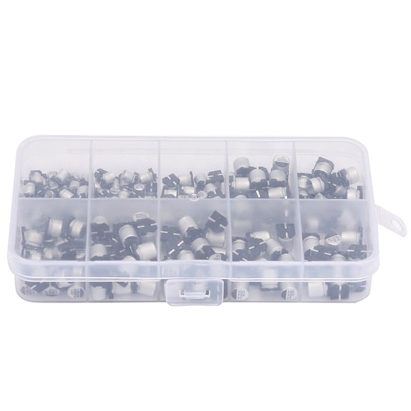 YAHHU 200PCS SMD Assorted Electrolytic Capacitor Kit 10 Values 10V-50V 1uF-470uF with Storage Box