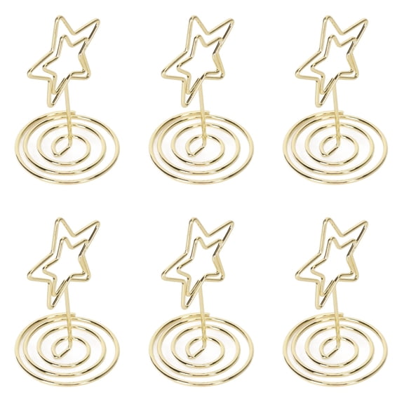 YAHHU 20PCS Place Card Holder Small 5 Pointed Star Shape Photo Picture Holders Table Card Stand Memo Paper Clips for Weddings Banquets and Parties, Elegant Gold Finish Decor
