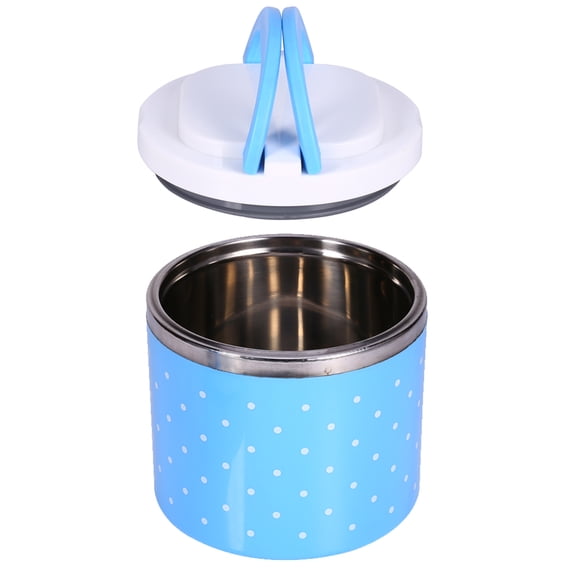 YAHHU 21.3 oz / 630ml Blue Stainless Steel Thermal Lunch Box Single Layer Insulated Food Container for Hot Food 4.3 x 4.5 inches
