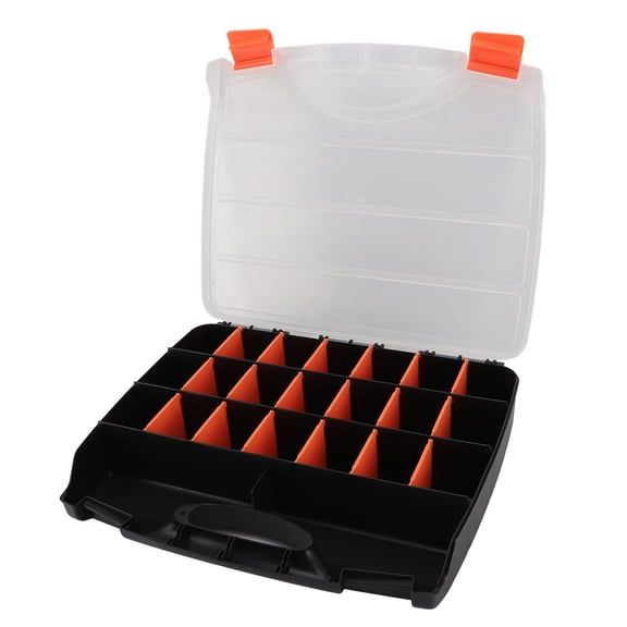 YAHHU 21-Compartment PVC Hardware Storage Box with Clear Lid, Portable Small Parts Organizer Tool Container, 15.35 inches / 39 cm