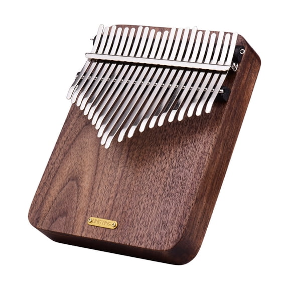 YAHHU 21-Key Black Walnut Wooden Electro-Acoustic Thumb Piano Mbira Sanza F Tonality Kalimba with Accessories (5.35 inches / 13.5 cm)