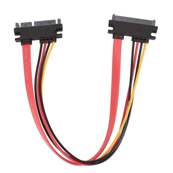YAHHU 22Pin SATA Power Extension Cable Serial ATA Male to Female Combo Data Power Extension Cord 12 inches / 30.48 cm Black