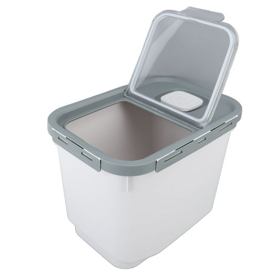 YAHHU 22lb / 10kg Rice Storage Container Transparent Flip Top Rice Flour Storage Box Airtight Dampproof Large Capacity Kitchen Pantry Organization Bucket Bin White 13 inches / 33 cm