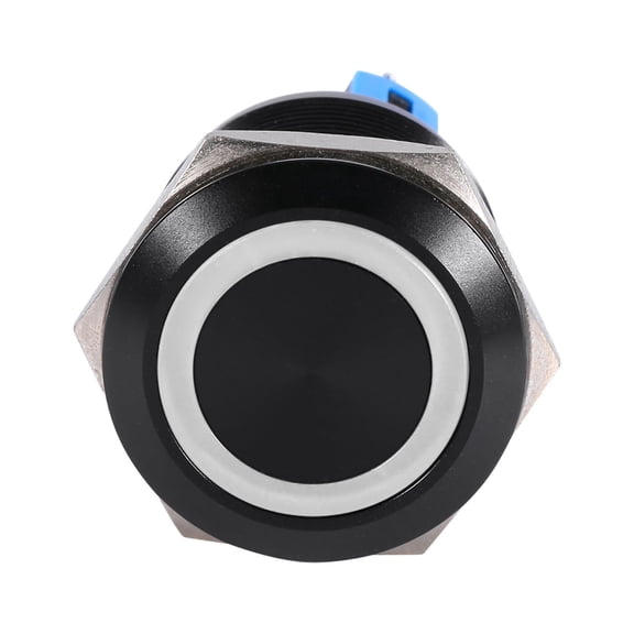 YAHHU 22mm 12V-24V Waterproof Selflocking Latching Push Button Switch White LED Annular Illuminated 1NO1NC with Black Zinc Alloy Shell for Car RV Truck Marine Boat