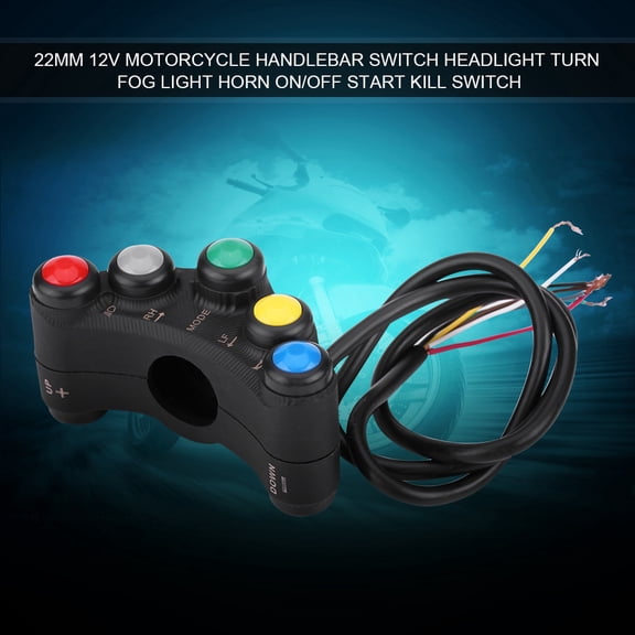 YAHHU 22mm 12V Motorcycle Handlebar Switch Headlight Turn Fog Light Horn ON/OFF Start Kill Switch[cite: 1]