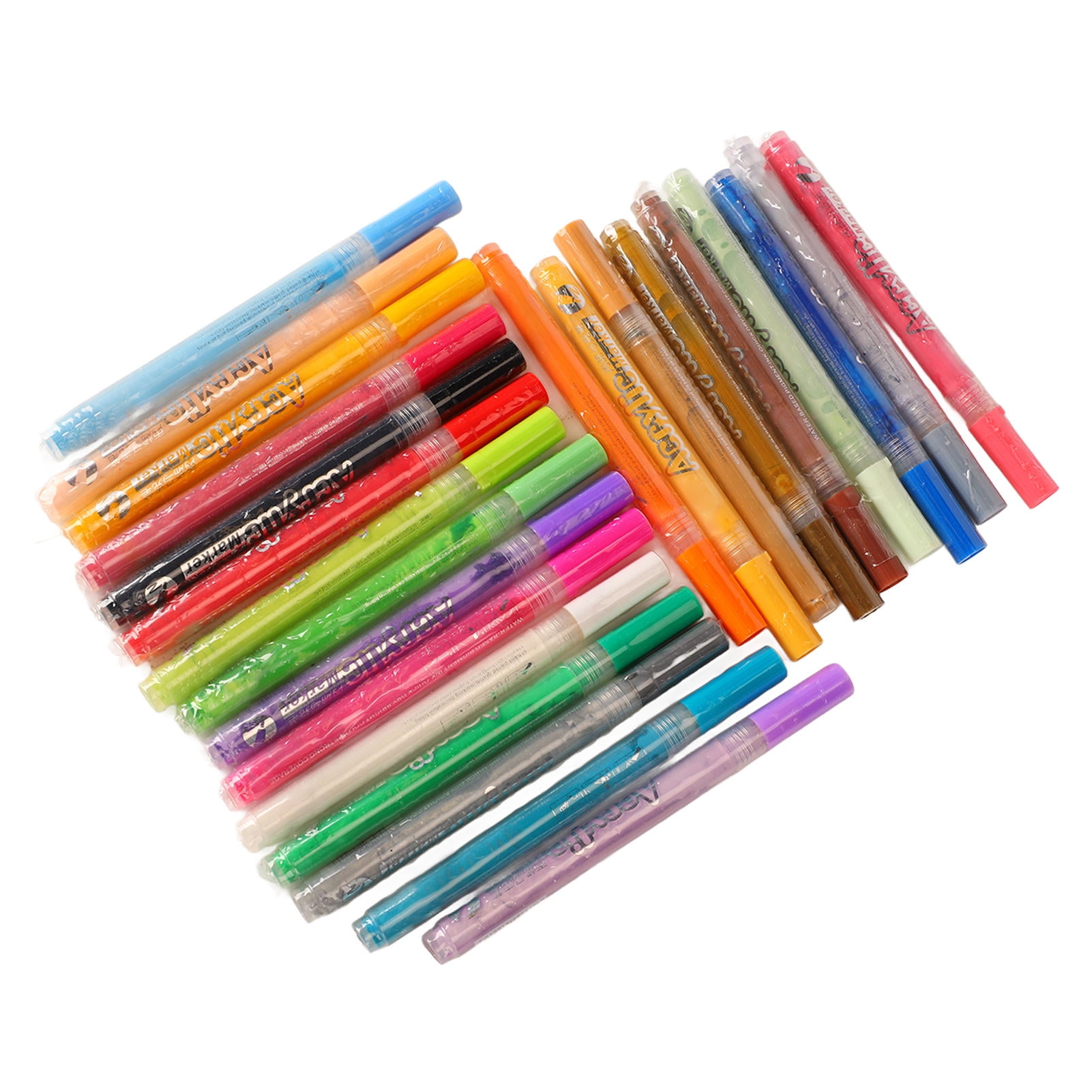 YAHHU 24‑Color Acrylic Brush Set – Waterproof, Odorless, Permanent Paint Pens for DIY Crafts, Clothing, Mugs & More